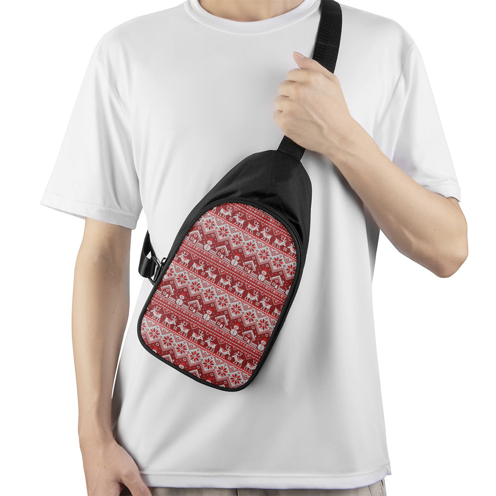 Merry Christmas Knitted Pattern Print Chest Bag