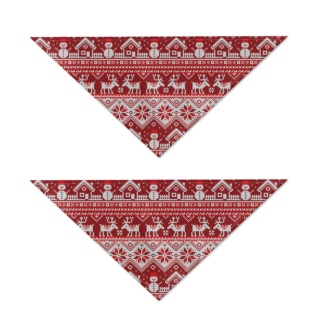Merry Christmas Knitted Pattern Print Dog Bandana