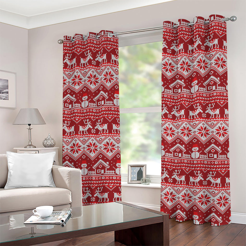 Merry Christmas Knitted Pattern Print Grommet Curtains