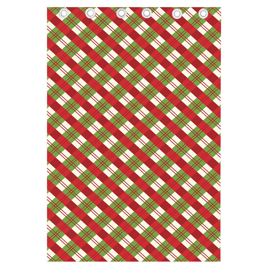 Merry Christmas Plaid Pattern Print Curtain