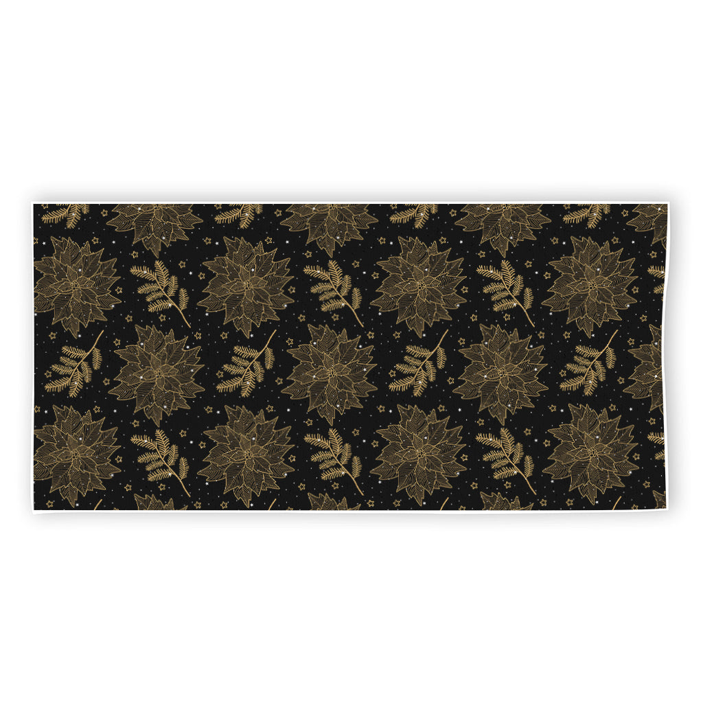 Merry Christmas Poinsettia Pattern Print Beach Towel