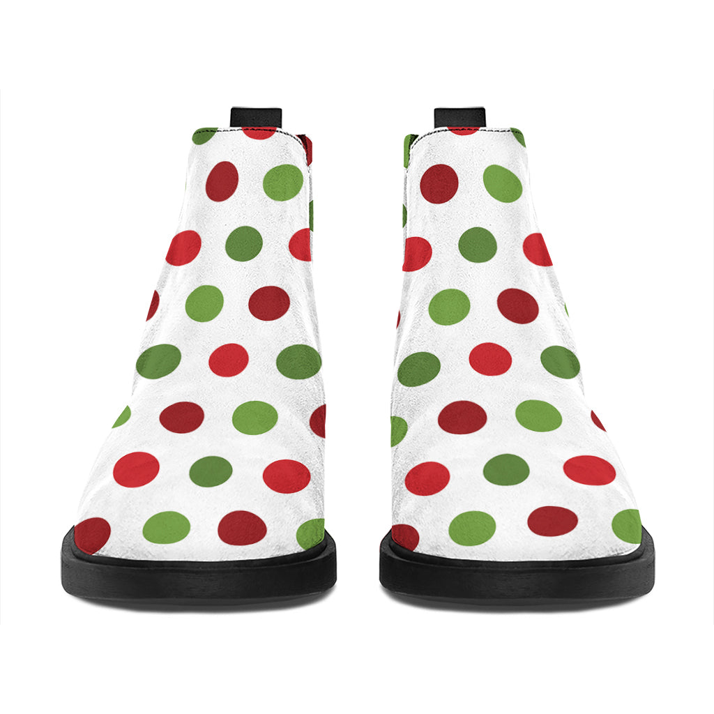 Merry Christmas Polka Dot Pattern Print Flat Ankle Boots