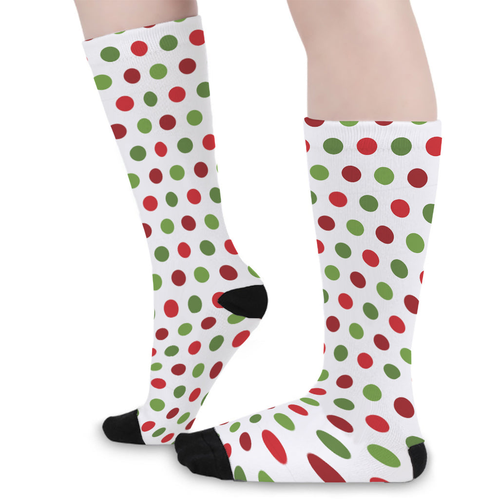 Merry Christmas Polka Dot Pattern Print Long Socks