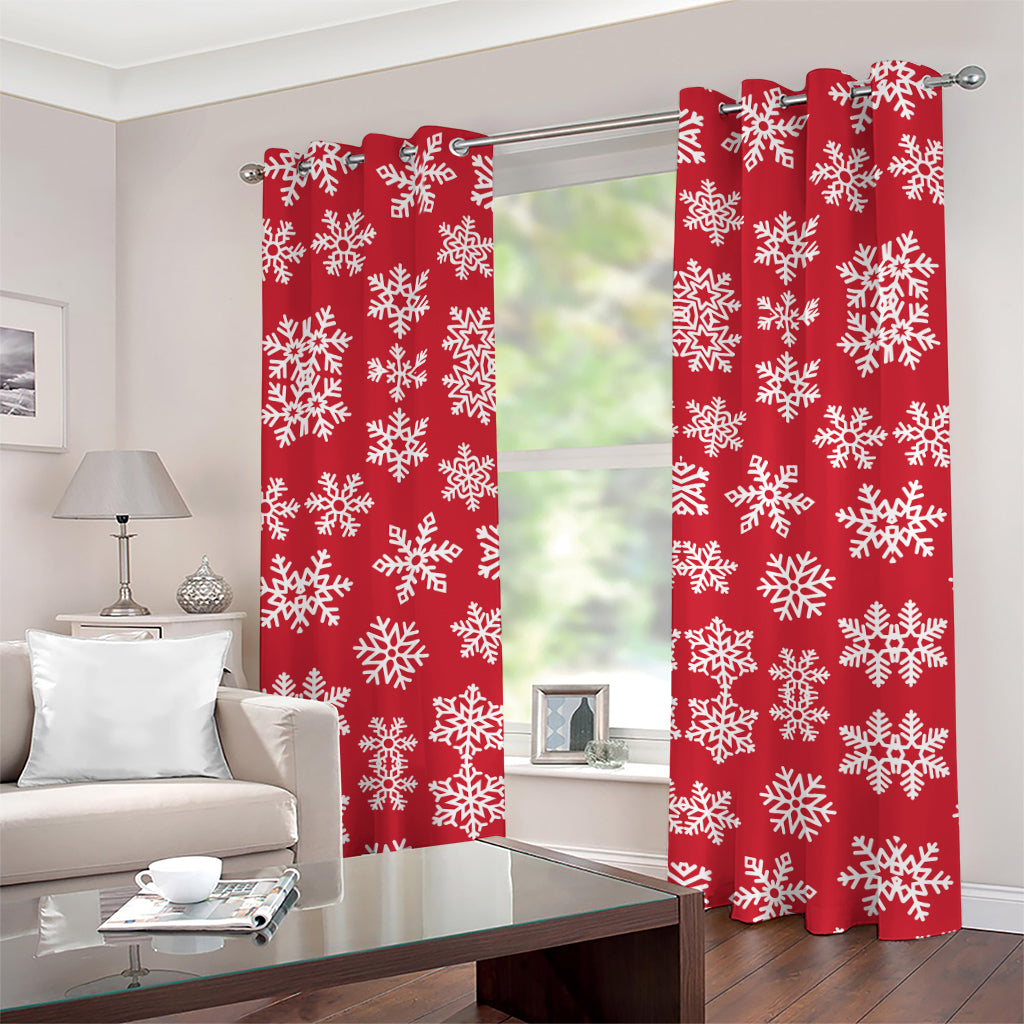 Merry Christmas Snowflakes Pattern Print Grommet Curtains