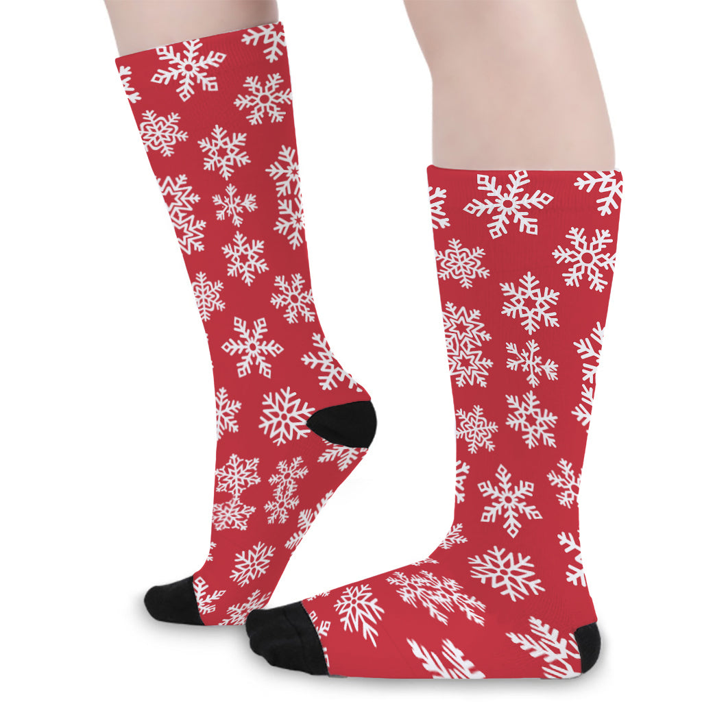 Merry Christmas Snowflakes Pattern Print Long Socks