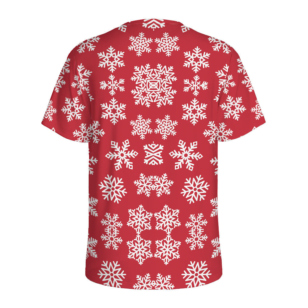 Merry Christmas Snowflakes Pattern Print Men's Sports T-Shirt