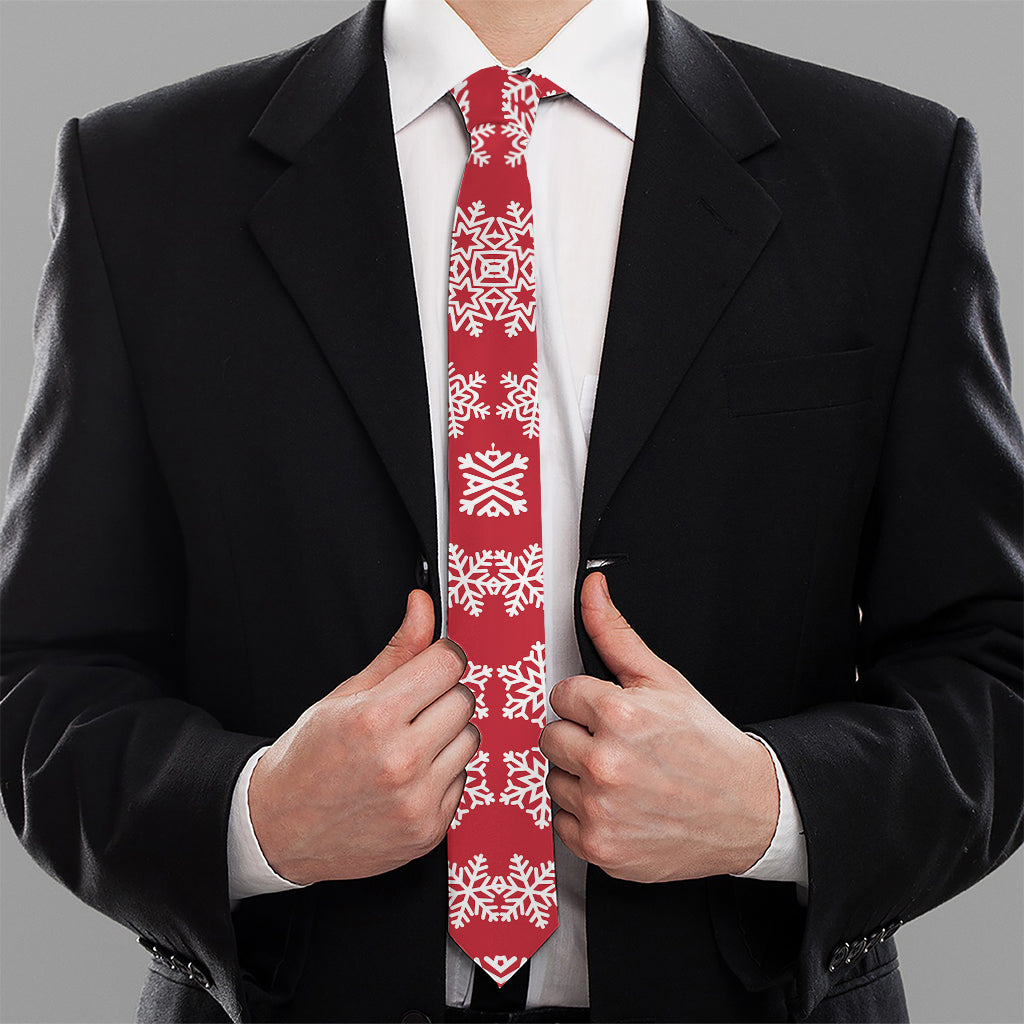 Merry Christmas Snowflakes Pattern Print Necktie