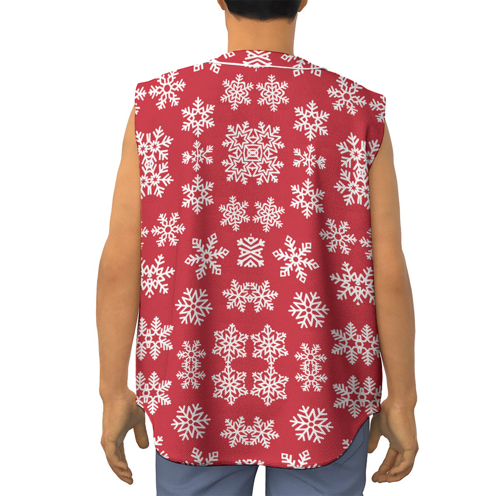 Merry Christmas Snowflakes Pattern Print Sleeveless Baseball Jersey