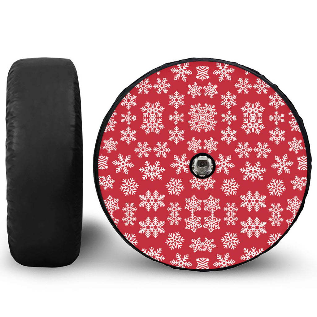 Merry Christmas Snowflakes Pattern Print Tire Cover With Camera Hole