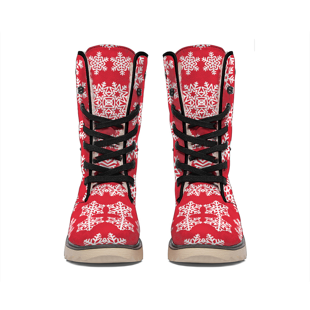 Merry Christmas Snowflakes Pattern Print Winter Boots