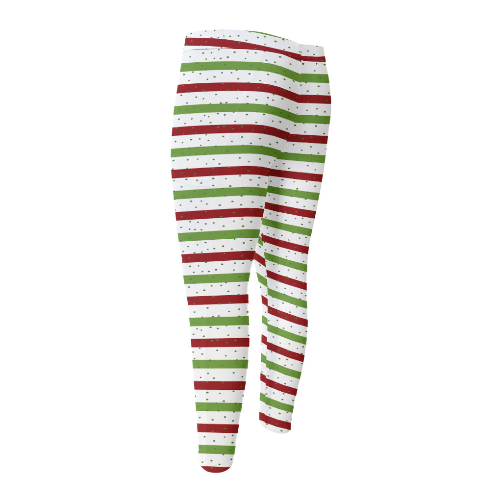 Merry Christmas Striped Pattern Print Men's Compression Pants