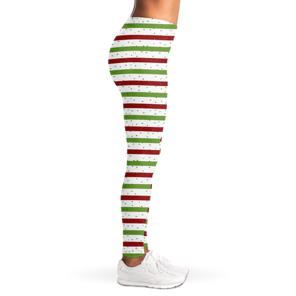 Merry Christmas Striped Pattern Print Women's Leggings