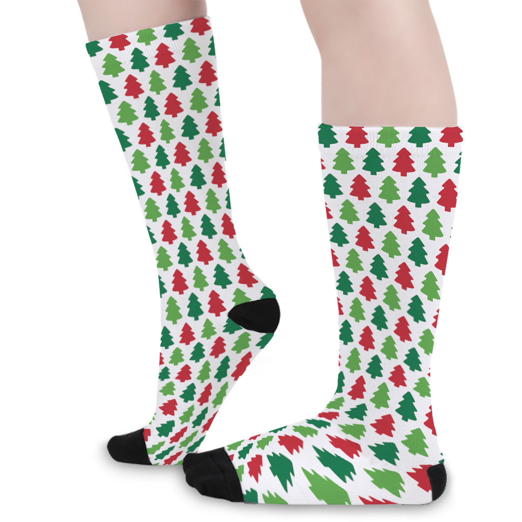 Merry Christmas Tree Pattern Print Long Socks