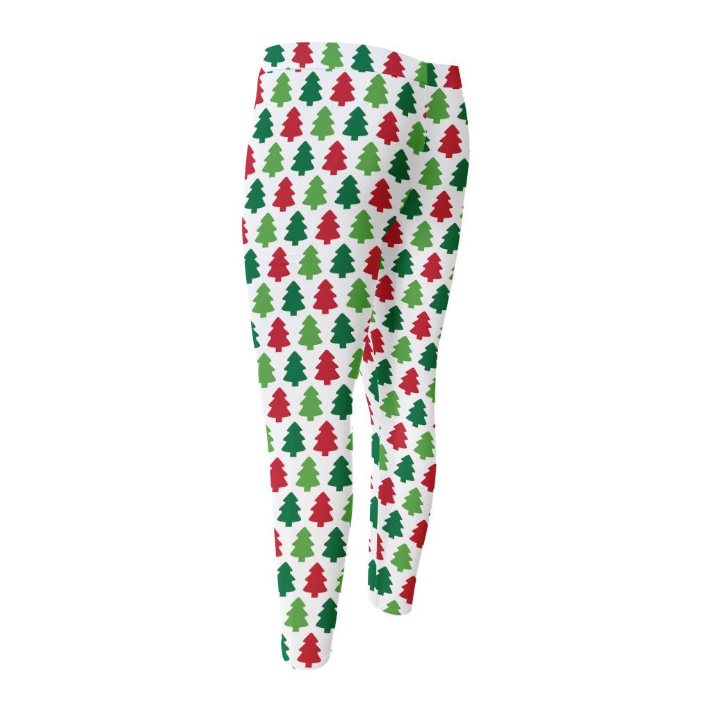 Merry Christmas Tree Pattern Print Men's Compression Pants