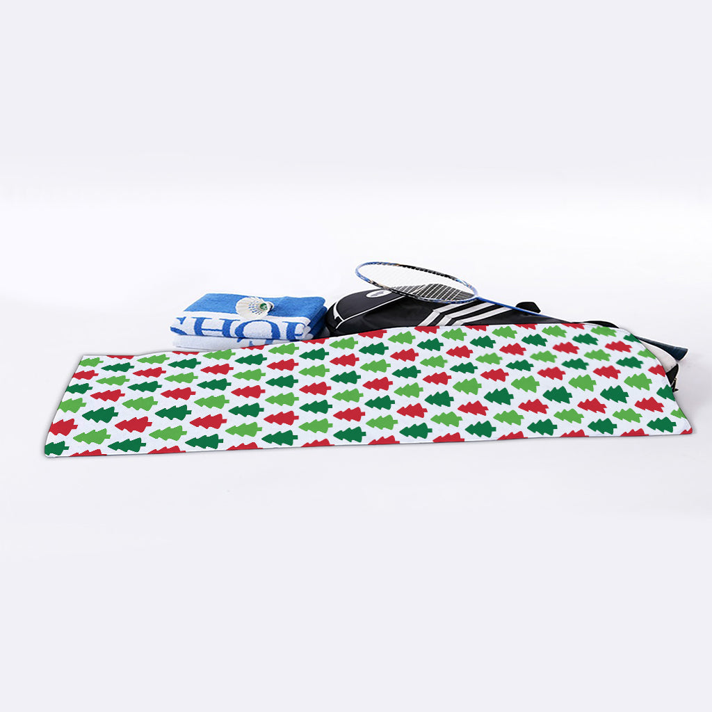 Merry Christmas Tree Pattern Print Sports Towel