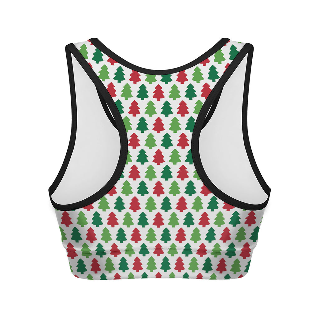 Merry Christmas Tree Pattern Print Women's Sports Bra