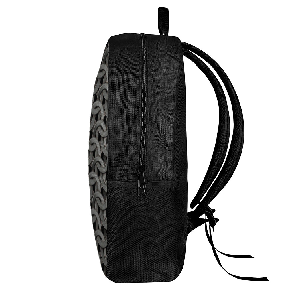 Metal Chainmail Pattern Print 17 Inch Backpack