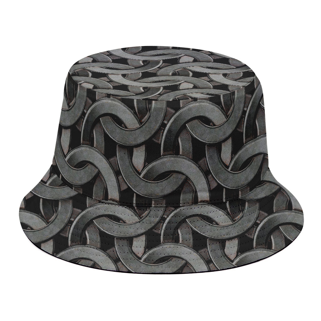 Metal Chainmail Pattern Print Bucket Hat