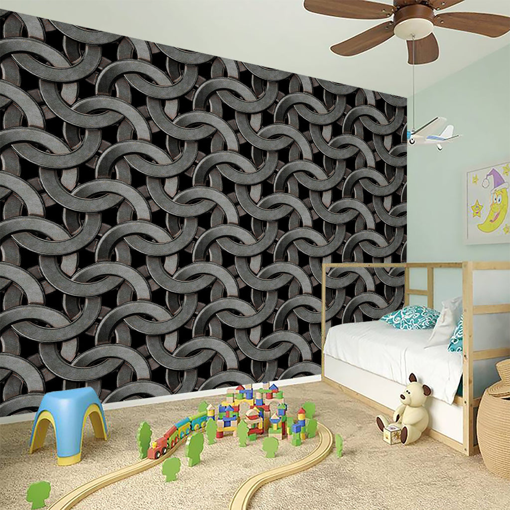 Metal Chainmail Pattern Print Wall Sticker