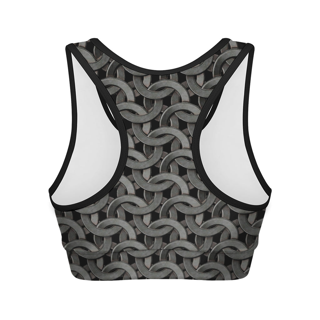 Metal Chainmail Pattern Print Women's Sports Bra