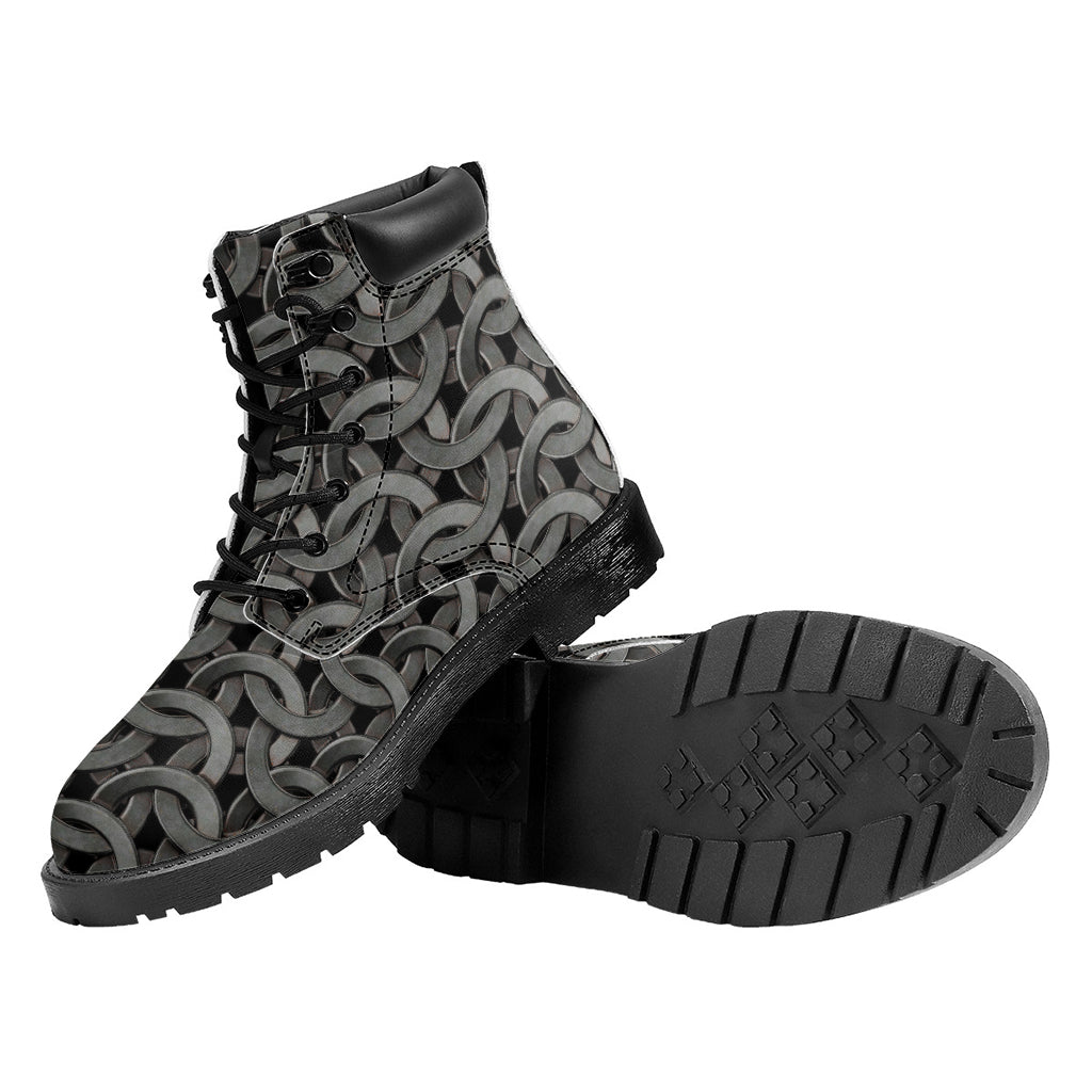 Metal Chainmail Pattern Print Work Boots
