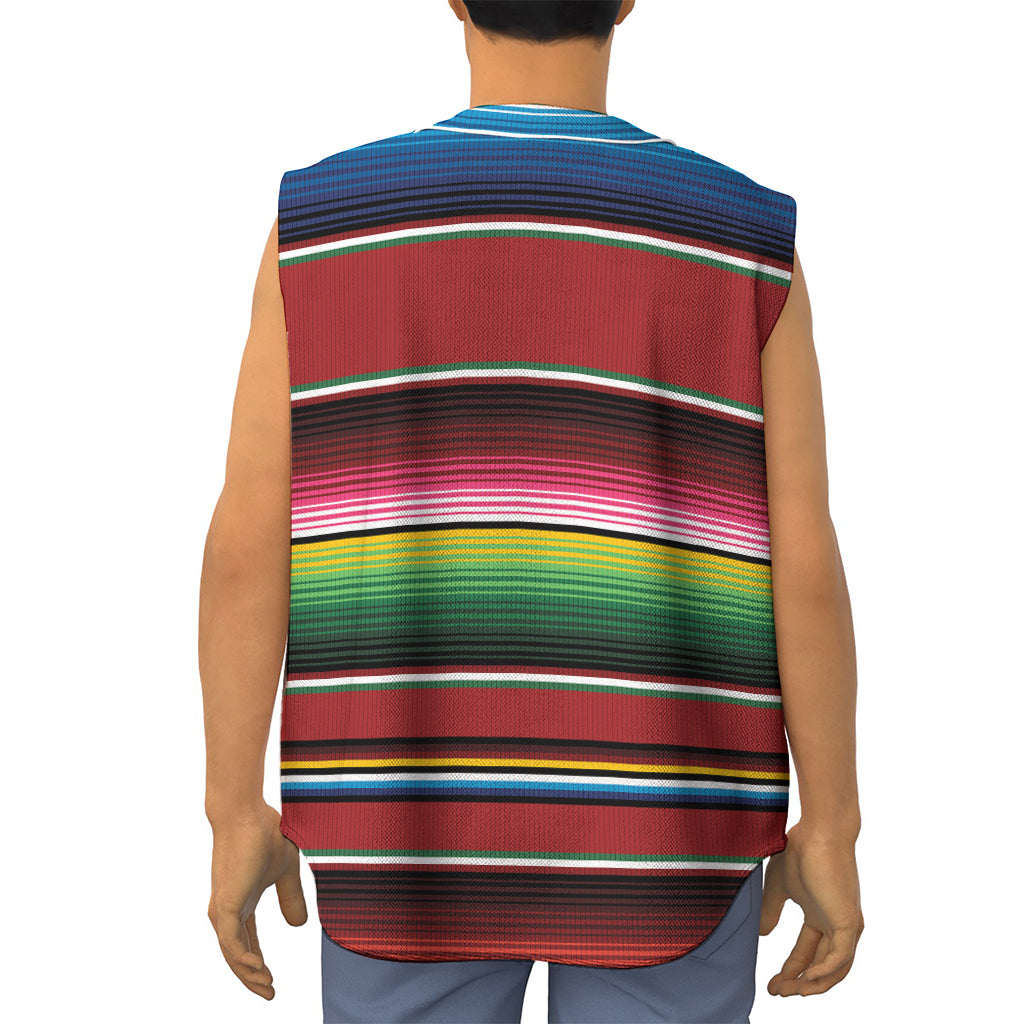 Mexican Serape Blanket Pattern Print Sleeveless Baseball Jersey