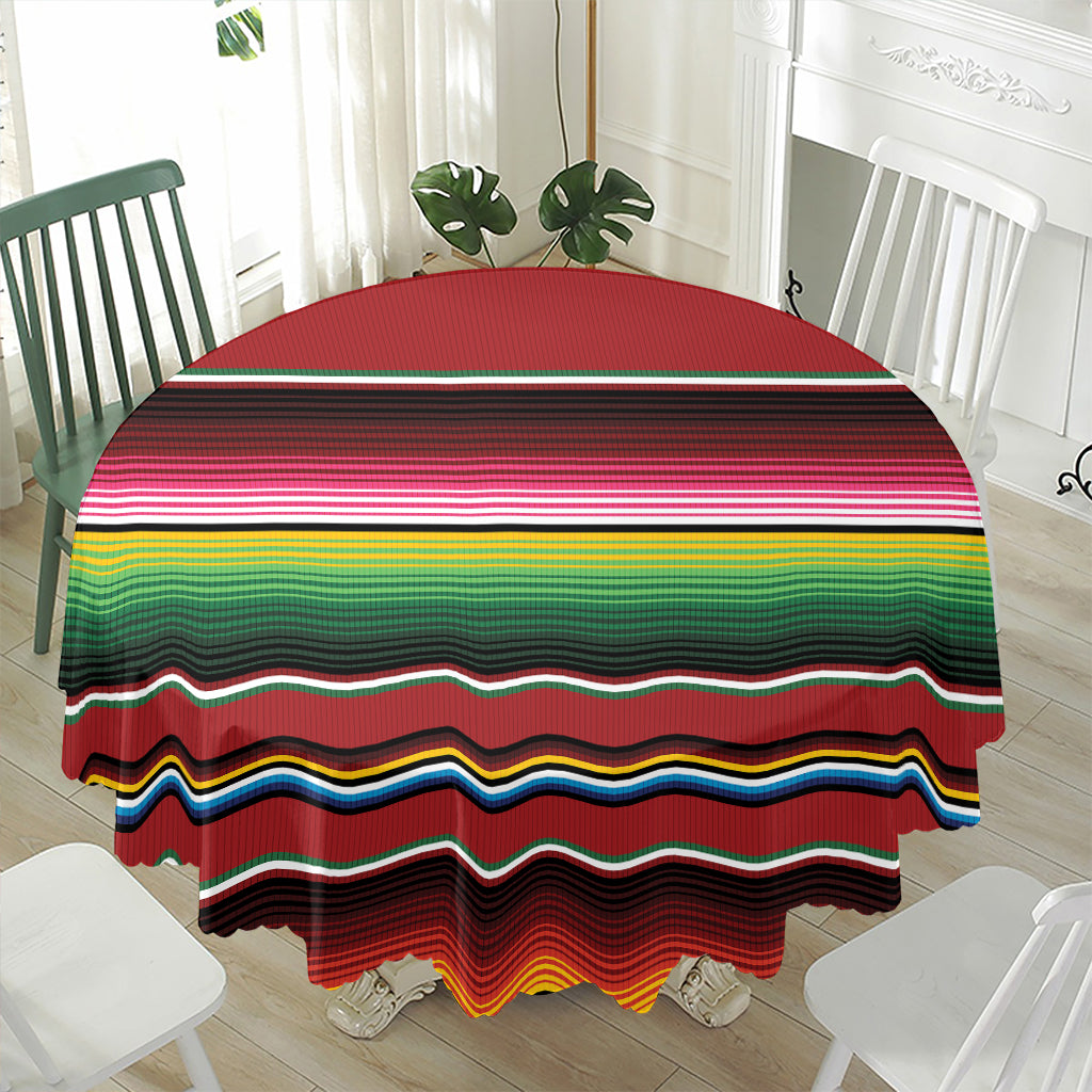 Mexican Serape Blanket Pattern Print Waterproof Round Tablecloth