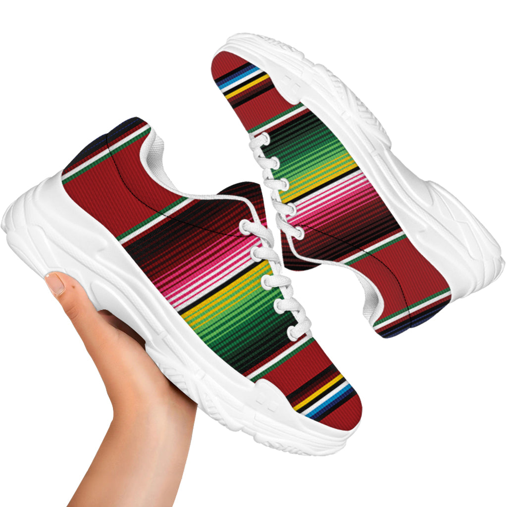 Mexican Serape Blanket Pattern Print White Chunky Shoes