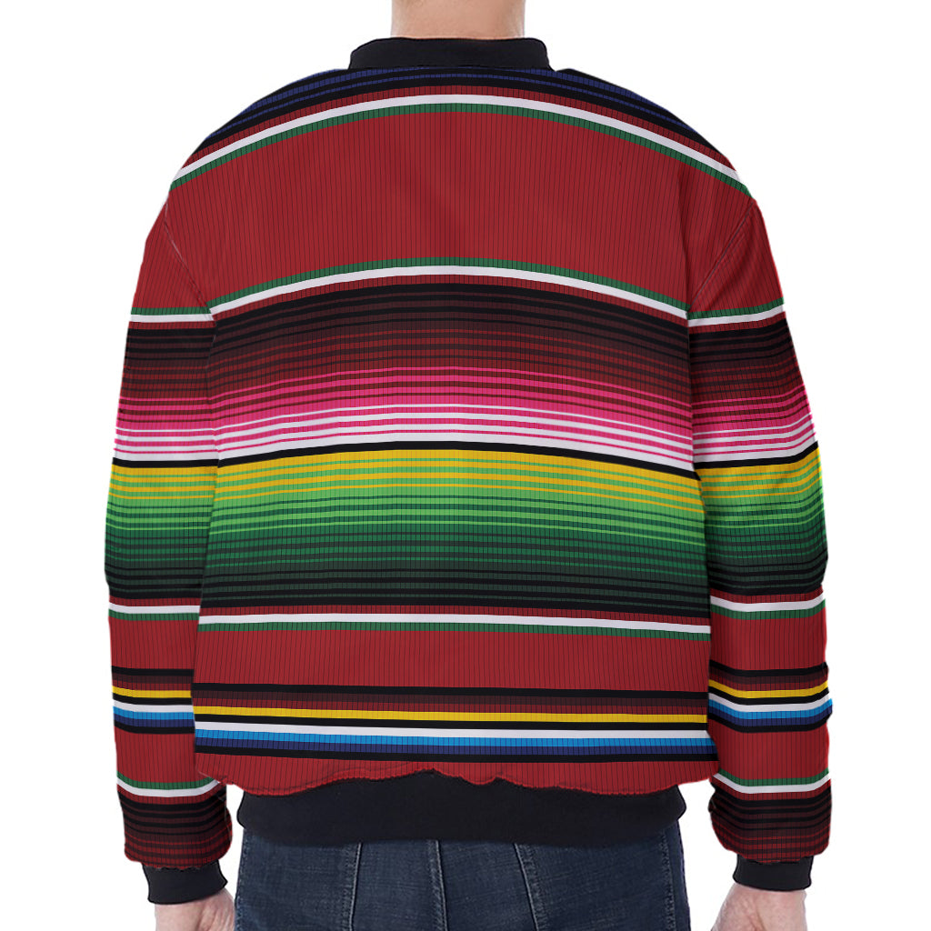 Mexican Serape Blanket Pattern Print Zip Sleeve Bomber Jacket