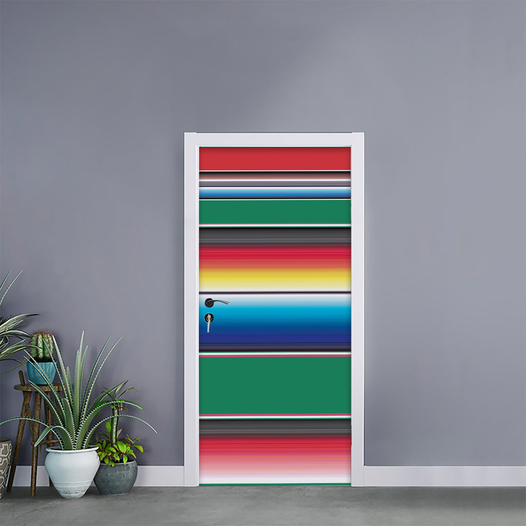 Mexican Striped Blanket Pattern Print Door Sticker