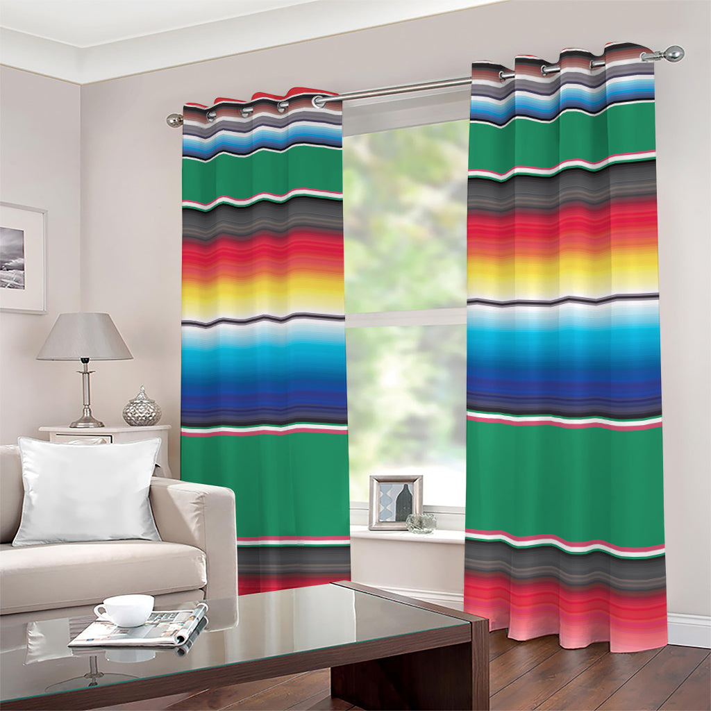 Mexican Striped Blanket Pattern Print Extra Wide Grommet Curtains