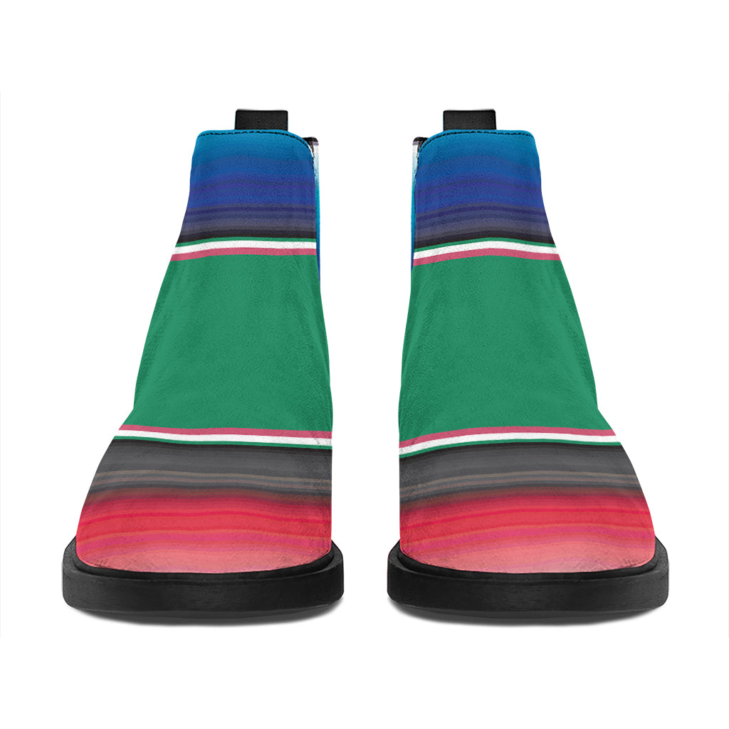 Mexican Striped Blanket Pattern Print Flat Ankle Boots