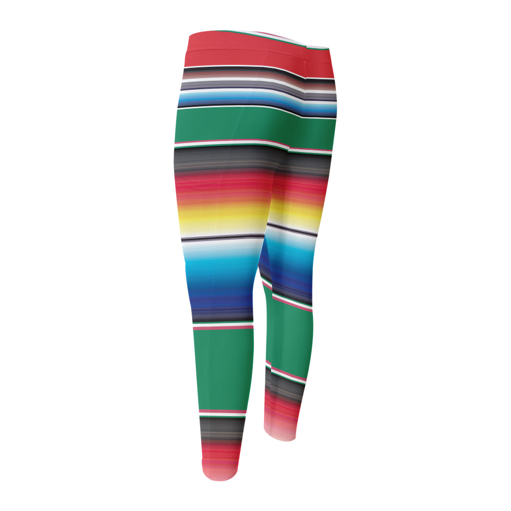 Mexican Striped Blanket Pattern Print Men's Compression Pants