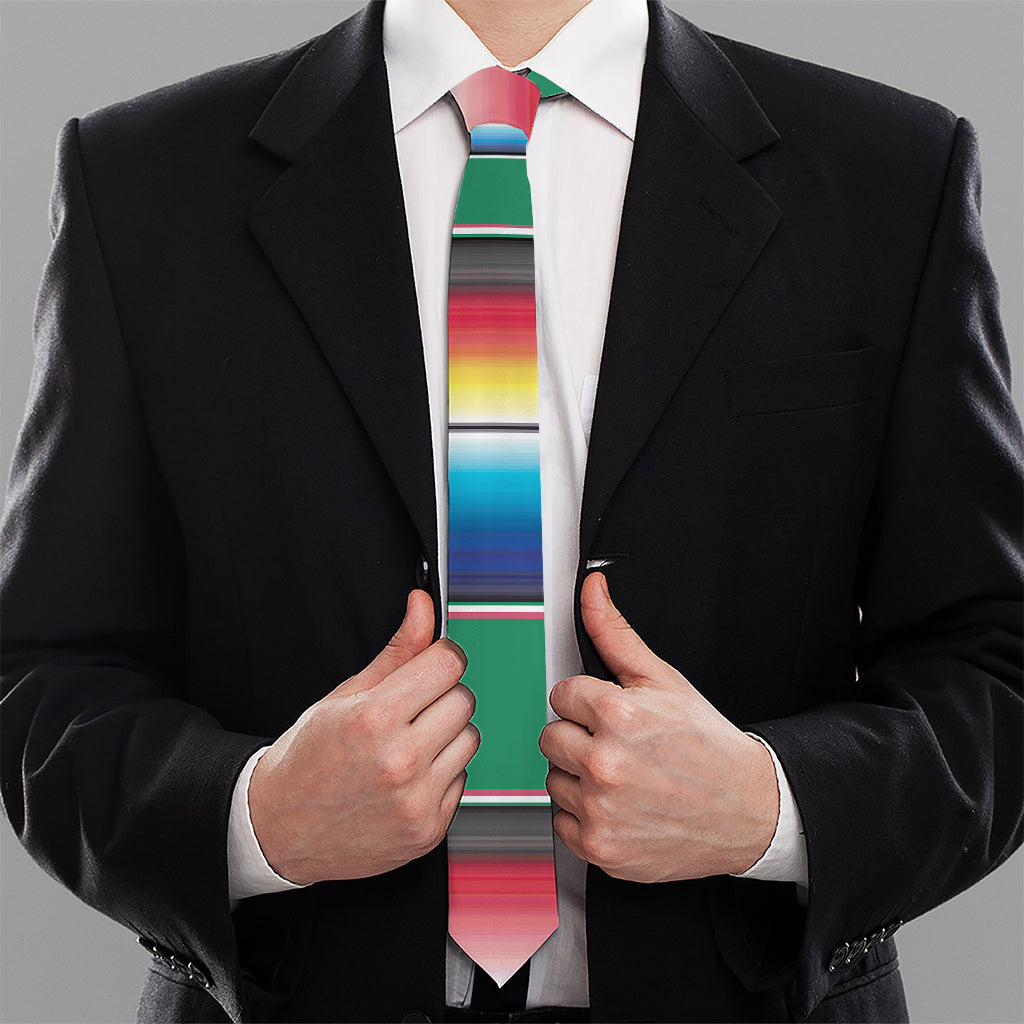 Mexican Striped Blanket Pattern Print Necktie