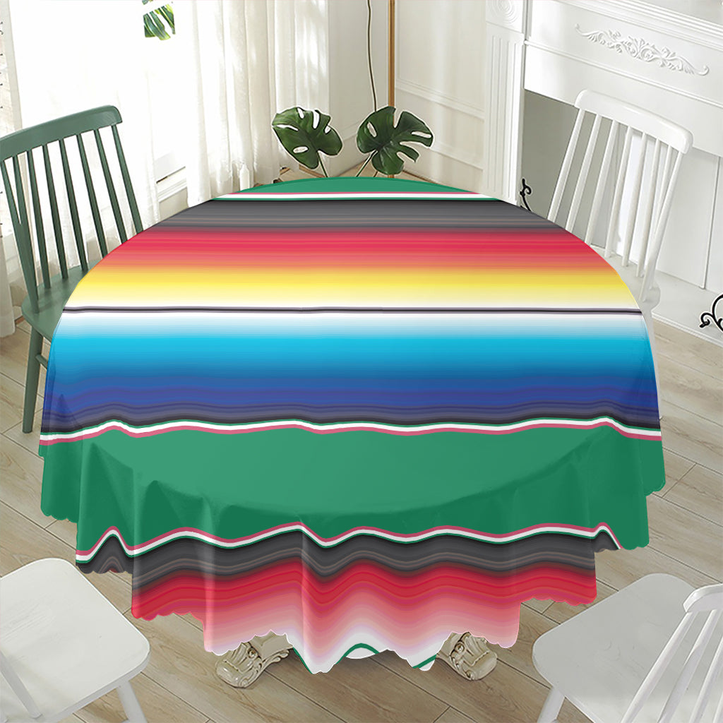Mexican Striped Blanket Pattern Print Waterproof Round Tablecloth
