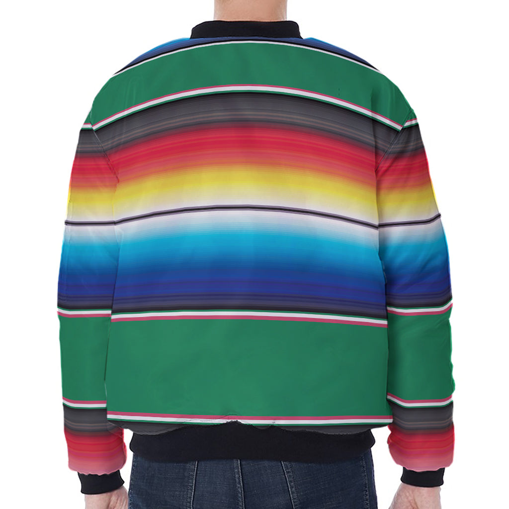 Mexican Striped Blanket Pattern Print Zip Sleeve Bomber Jacket
