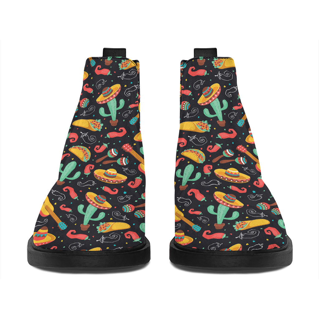 Mexico Cinco de Mayo Pattern Print Flat Ankle Boots