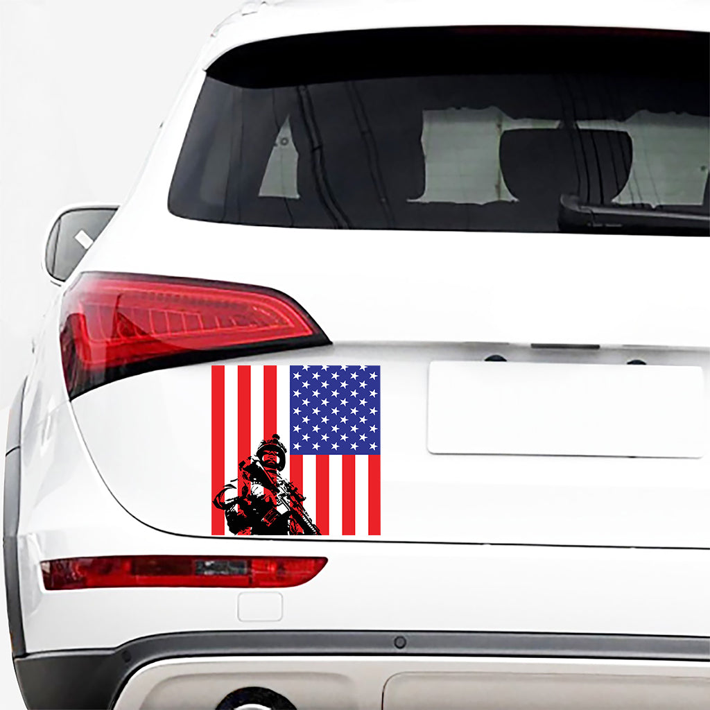 Military American Flag Print Car Sticker