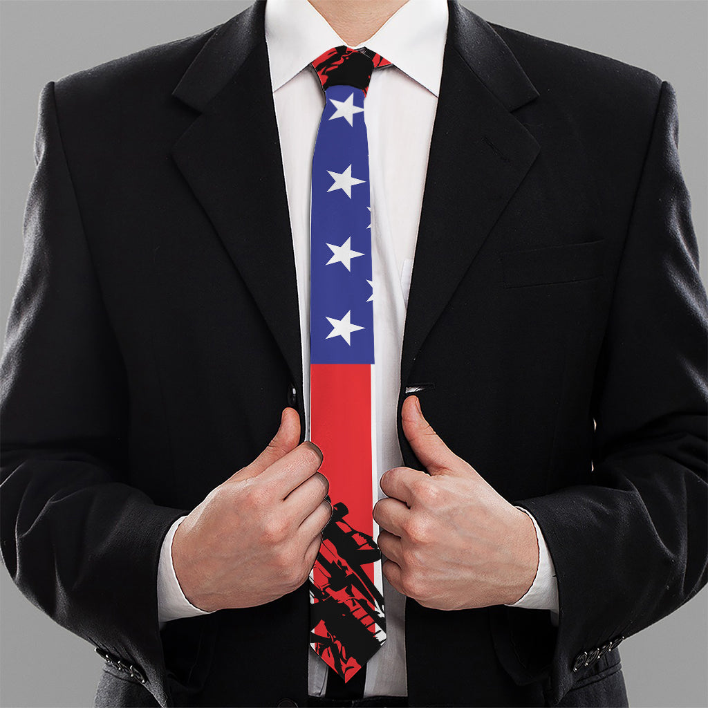 Military American Flag Print Necktie