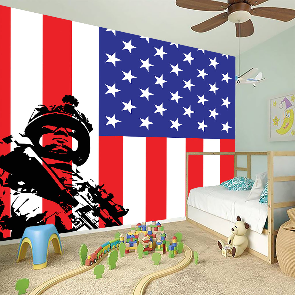 Military American Flag Print Wall Sticker