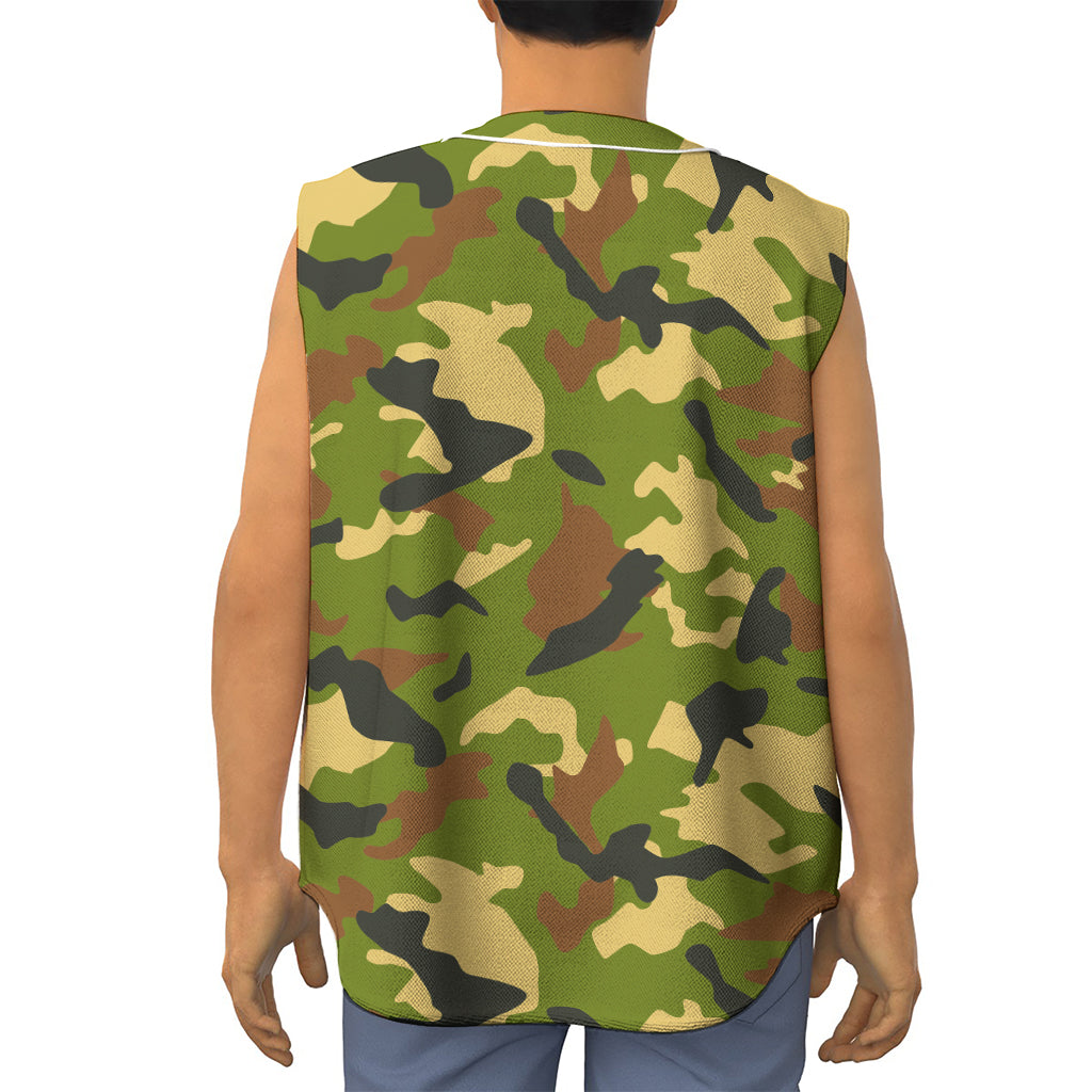 Military Camouflage Print Sleeveless Baseball Jersey