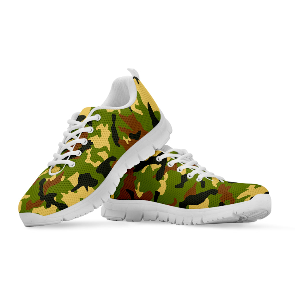 Military Camouflage Print White Running Shoes