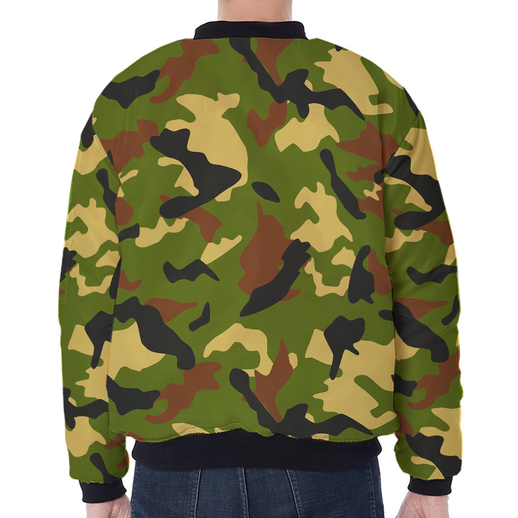 Military Camouflage Print Zip Sleeve Bomber Jacket