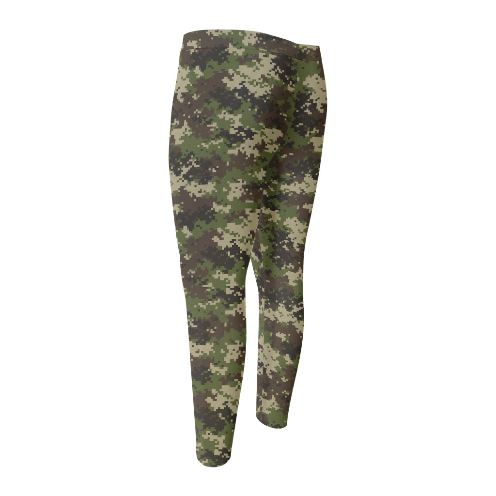 Military Digital Camo Pattern Print Men's Compression Pants
