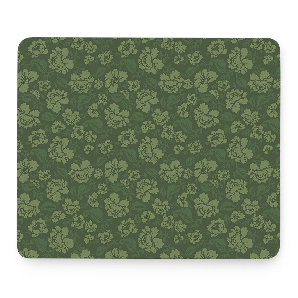 Military Green Camo Flower Pattern Print Mouse Pad