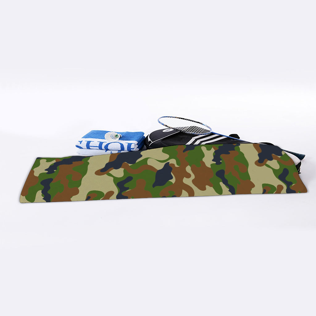 Military Green Camouflage Print Sports Towel
