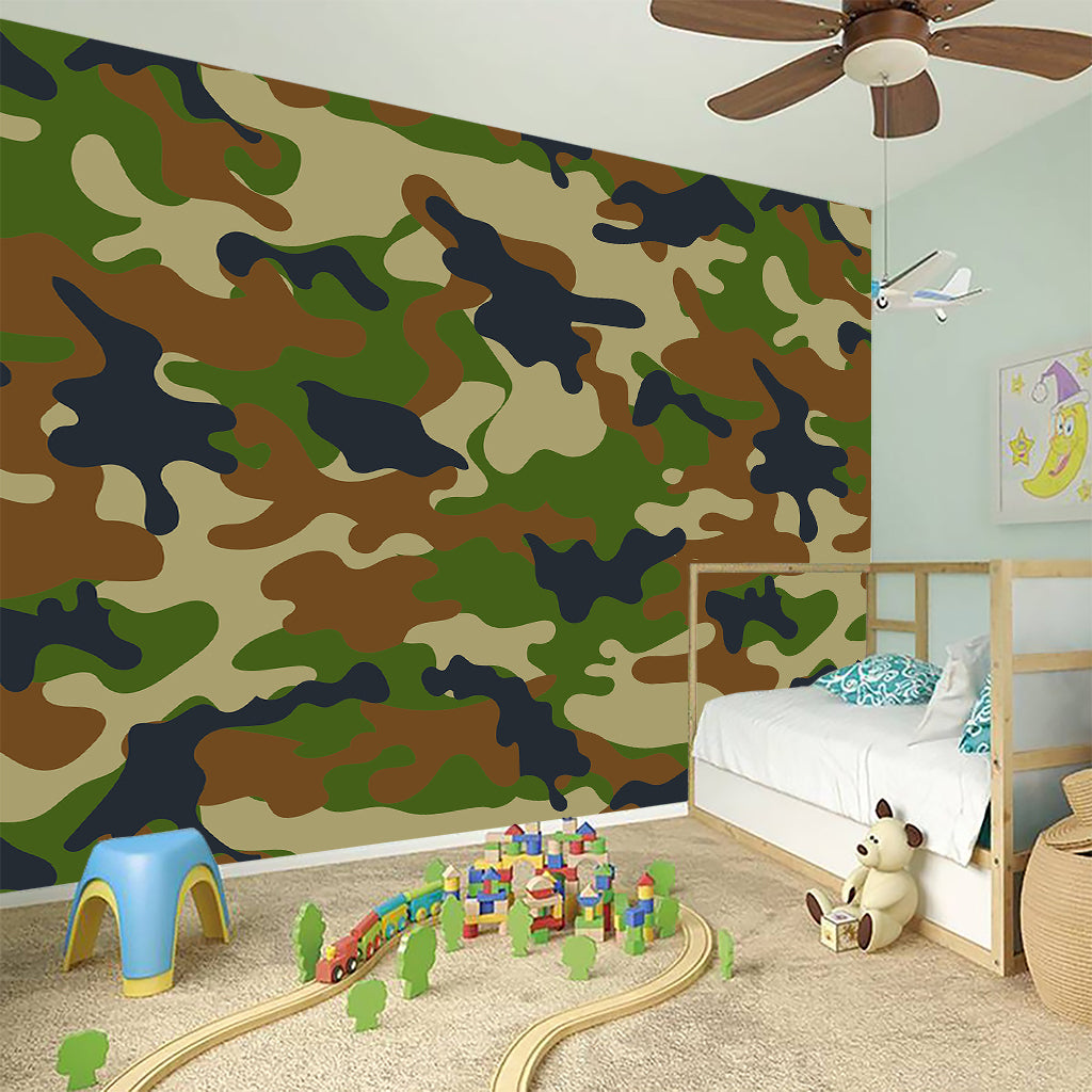 Military Green Camouflage Print Wall Sticker