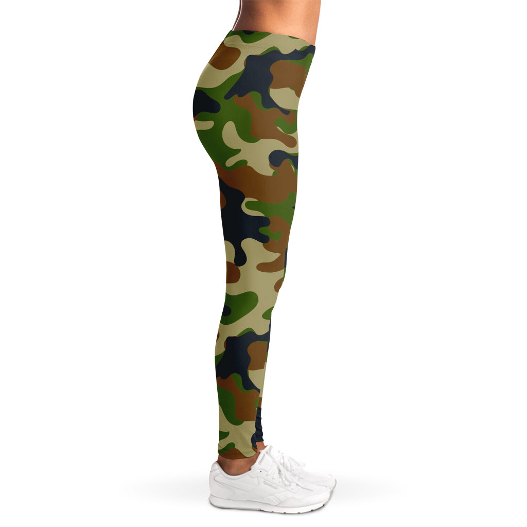 Military Green Camouflage Print Women's Leggings