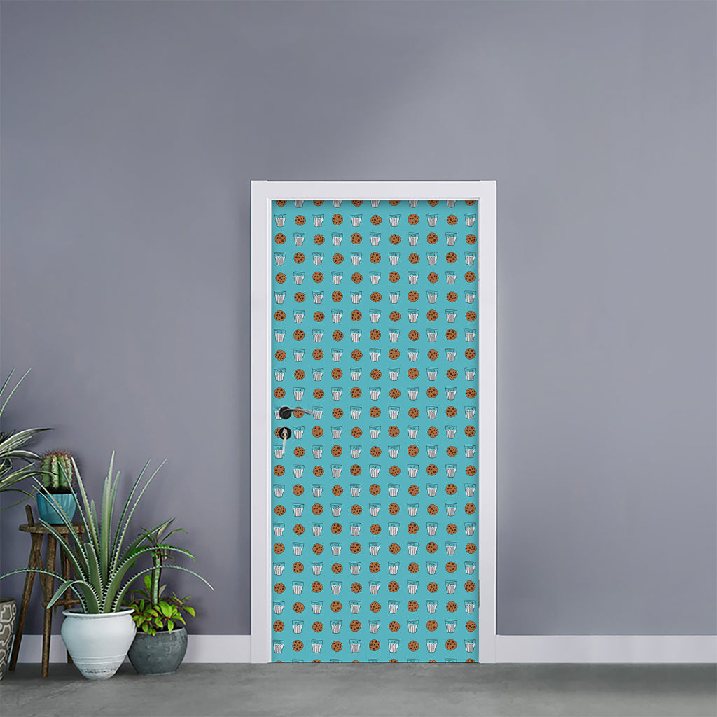 Milk And Cookies Pattern Print Door Sticker