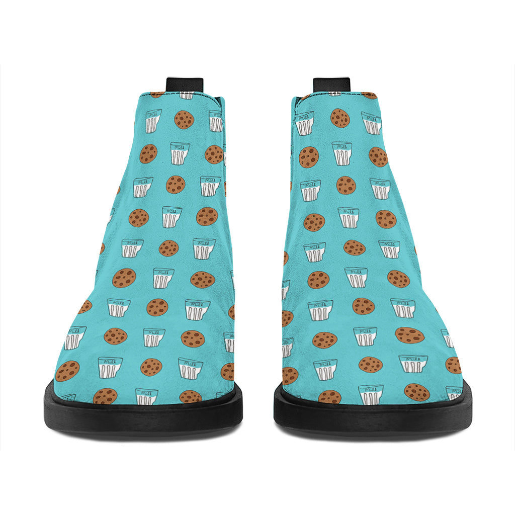 Milk And Cookies Pattern Print Flat Ankle Boots